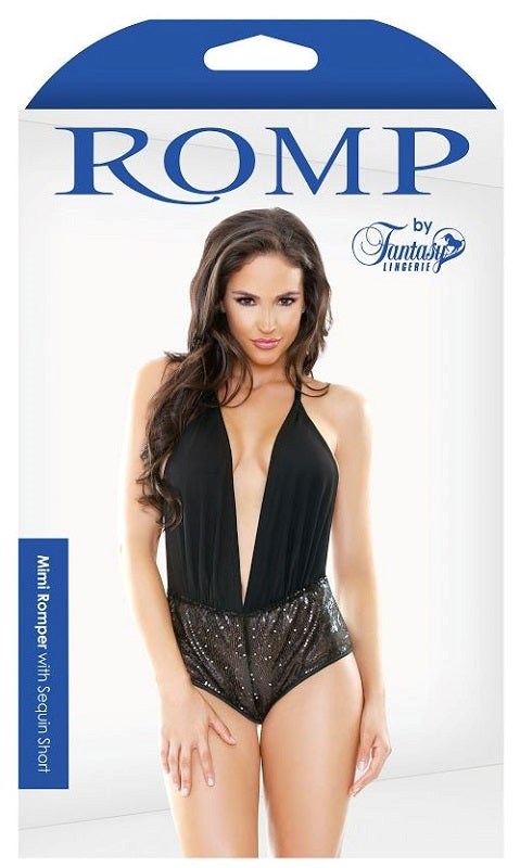 Fantasy Lingerie's Sparkling Sequin Romper - Babydolls and Chemises
