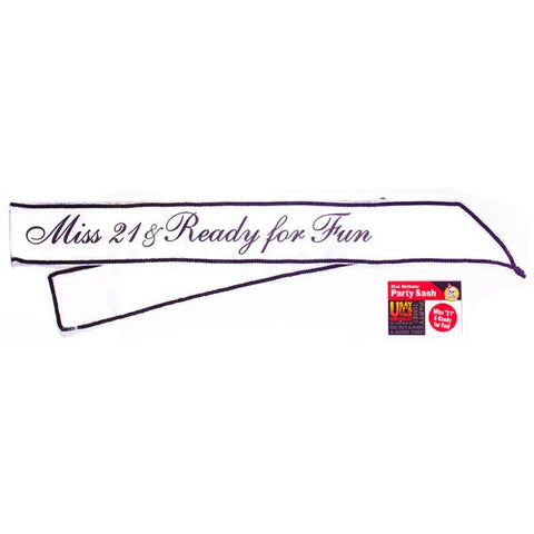 Miss 21 & Ready For Fun Sash - Party Gifts and Novelties