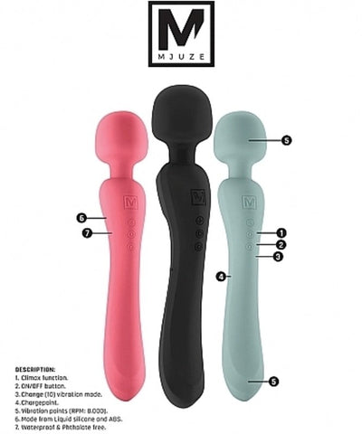 Mjuze Flowing Vibrating Silicone Massager - Dual Motors, 10 Speeds - Waterproof Vibrators