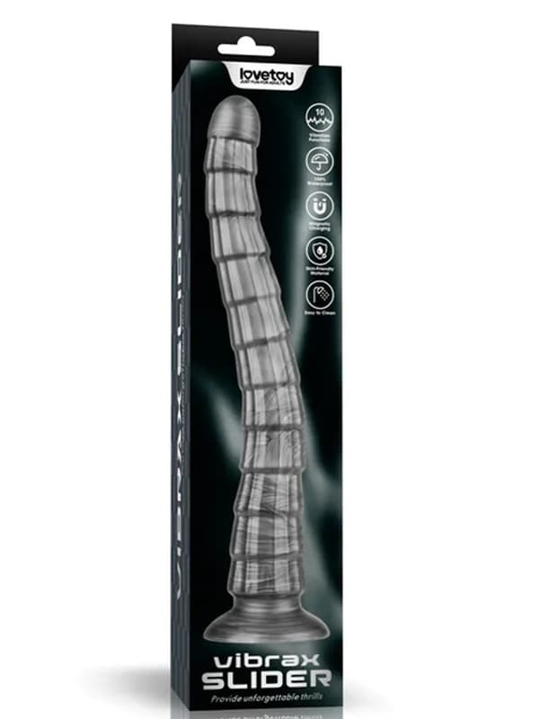 Lovetoy Vibrax Slider King Sized Rechargeable Vibrating Dildo 36.8cm Grey - Vibrating Dildos