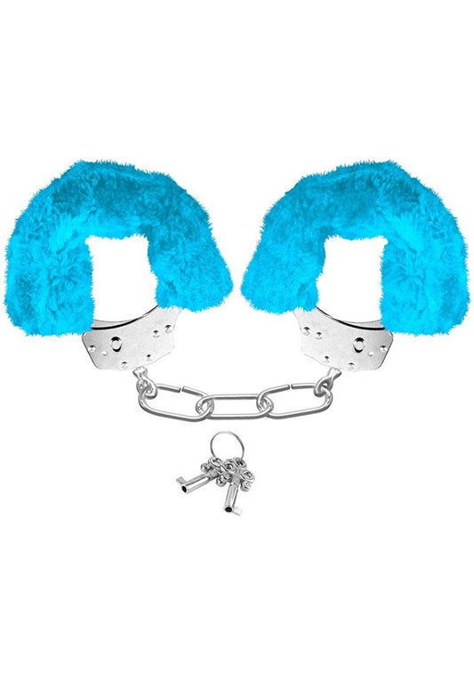Neon Furry Cuffs Blue - Cuffs and Restraints