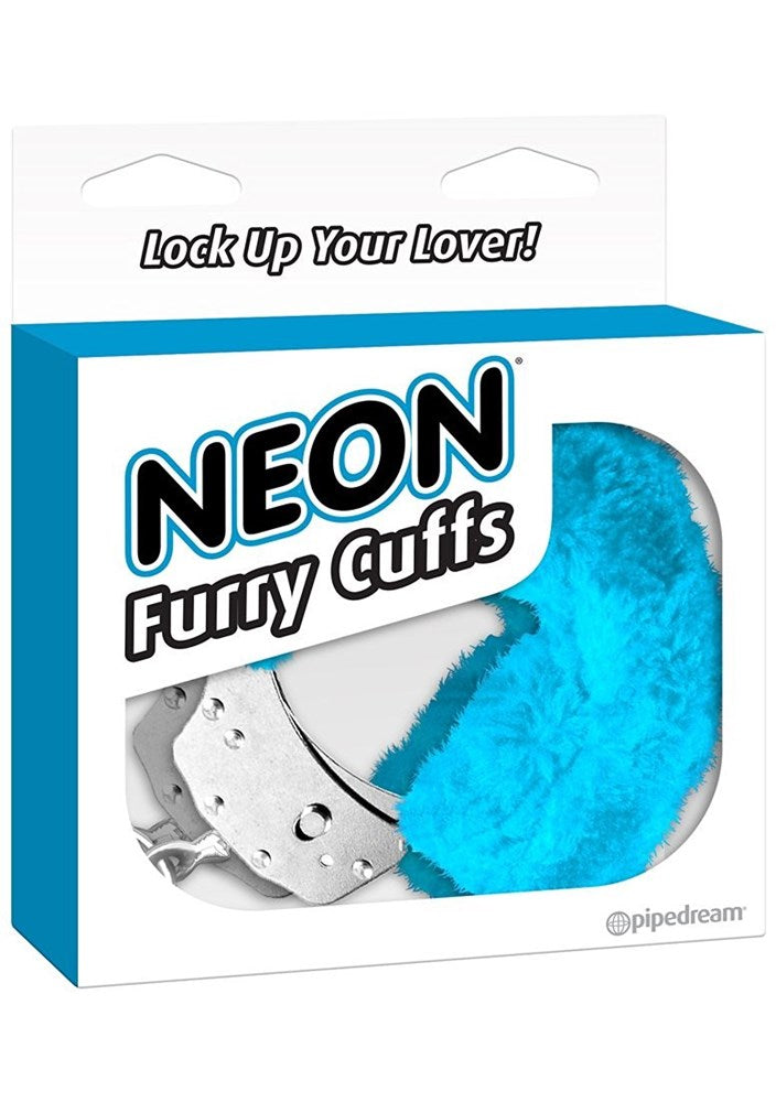 Neon Furry Cuffs Blue - - Cuffs And Restraints