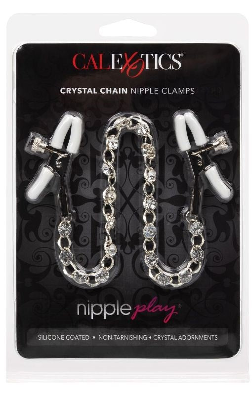 Nipple Play Crystal Chain Nipple Clamps - - Nipple and Clit Clamps