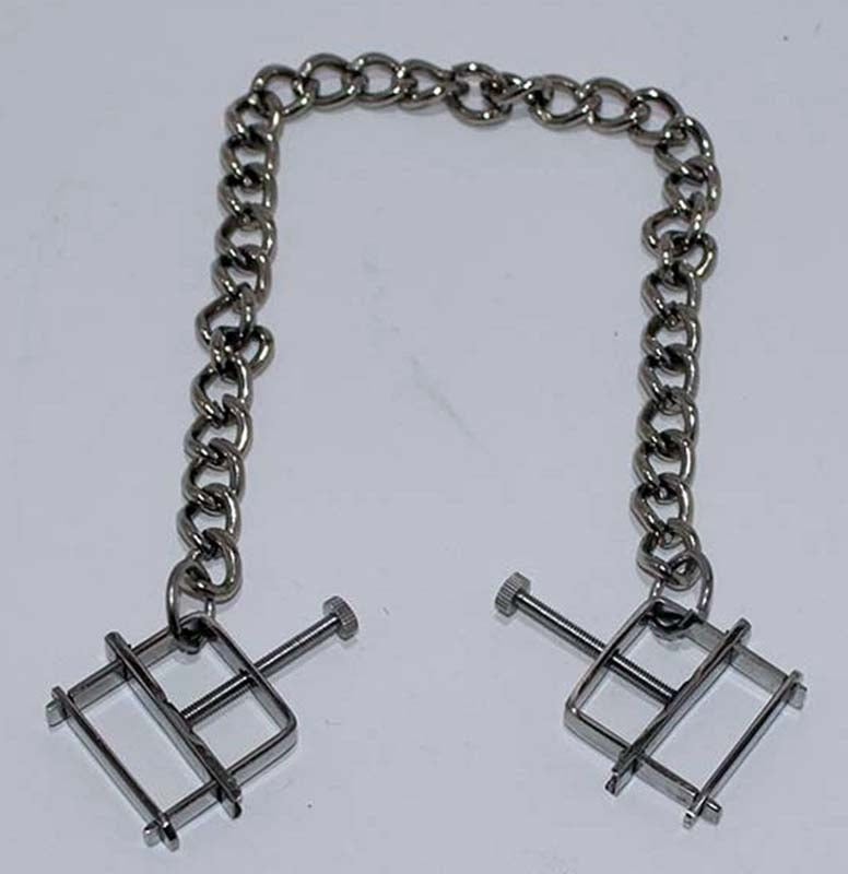 Nipple Press Clamps With Chain - - Breast and Nipple Toys