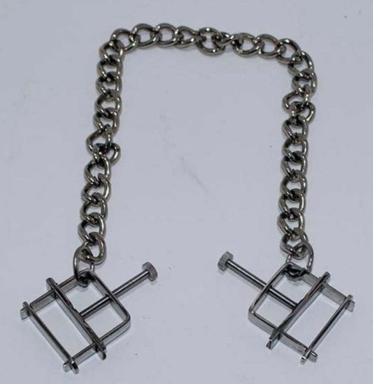 Nipple Press Clamps With Chain - Breast and Nipple Toys