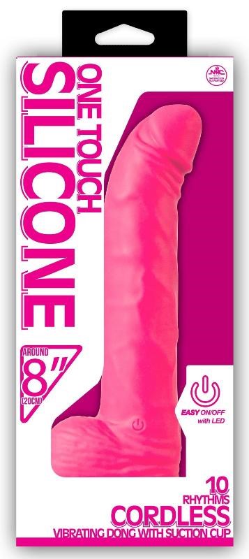 One Touch Silicone 8" Vibrator Pink - Realistic Dildos