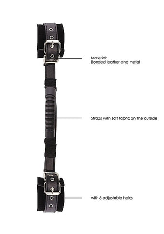 Ouch Black and White Bonded Leather Wrist Cuffs with Handle - Cuffs and Restraints
