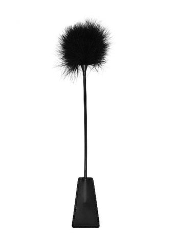 Ouch Black and White Crop with Feather Tickler - Whips And Crops