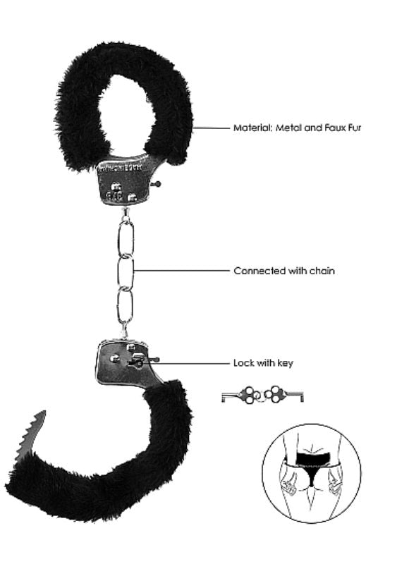 OUCH! BW Beginner's Furry Hand Cuffs - - Collars And Cuffs