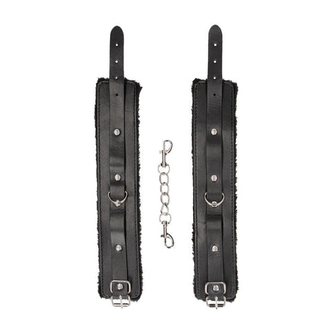 OUCH! BW Plush Bonded Leather Ankle Cuffs - Cuffs and Restraints
