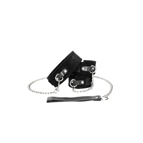 OUCH! BW Velcro Collar With Leash And Hand Cuffs - Cuffs and Restraints