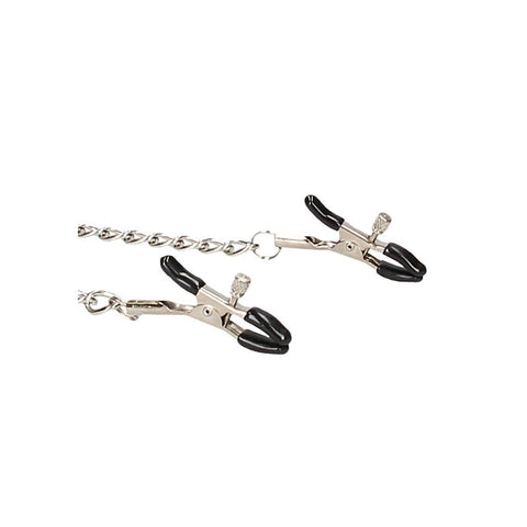 OUCH! BW Velcro Collar With Nipple Clamps - Nipple and Clit Clamps