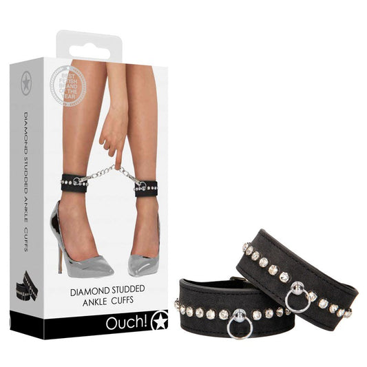 OUCH! Diamond Studded Ankle Cuffs - Cuffs and Restraints