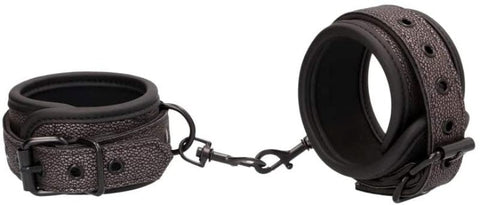 Grey Titanium Padded Ankle Cuffs - Discreet Bondage Accessory - Cuffs and Restraints