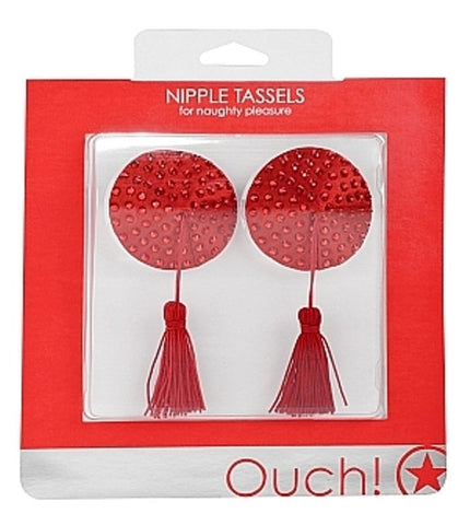 Ouch! Nipple Tassels Round Red - Nipple and Clit Clamps