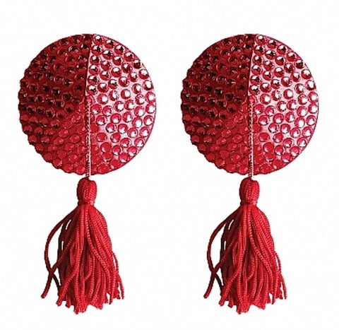 Ouch! Nipple Tassels Round Red - Nipple and Clit Clamps
