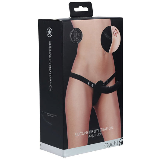 Indulge in Shared Ecstasy - OUCH! Silicone Ribbed Strap-On - Strap On Sextoys