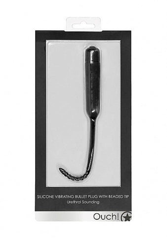 Ouch! Silicone Vibrating Bullet Plug with Beaded Tip - Penis Plugs