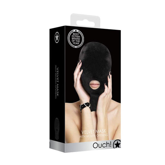 OUCH! Velvet & Velcro Mask with Open Mouth - Masks And Blindfolds