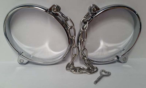 Oval Cold Steel Bondage Cuffs - Cuffs and Restraints