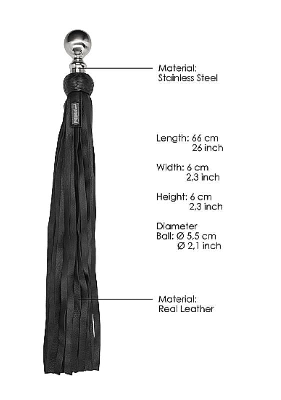 Pain Heavy Metal Ball Flogger Softy Leather - - Whips And Crops