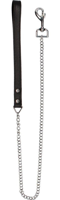 Pain Leather Handle Chain Lead - Collars and Leads