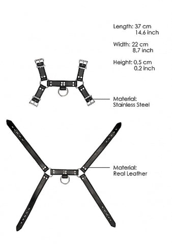 Pain Leather Male Chest Harness - Cuffs and Restraints