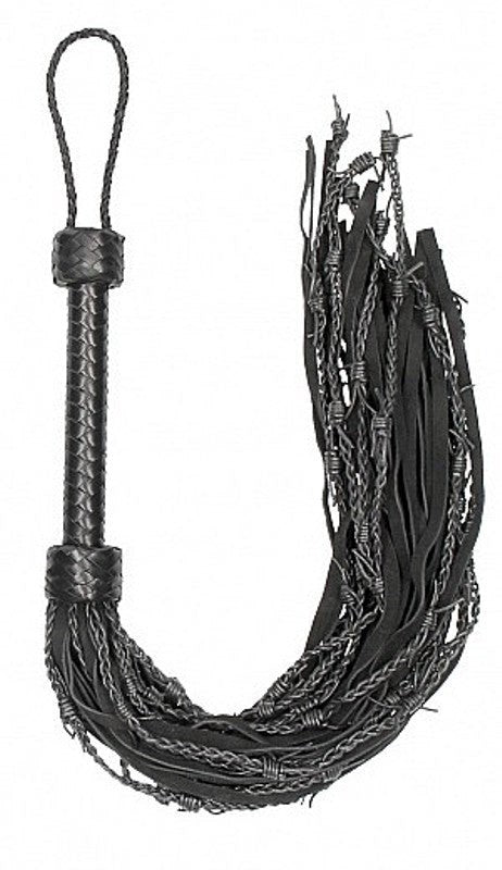 Pain Leather Suede Barbed Wired Flogger - - Whips And Crops