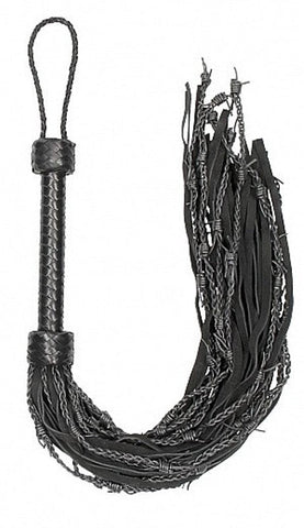 Pain Leather Suede Barbed Wired Flogger - Whips And Crops