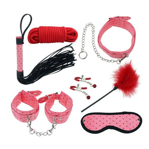 Plush SM Bondage Kit 7 Pcs Purple - Bondage Kits