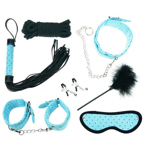 Plush SM Bondage Kit 7 Pcs Purple - Bondage Kits
