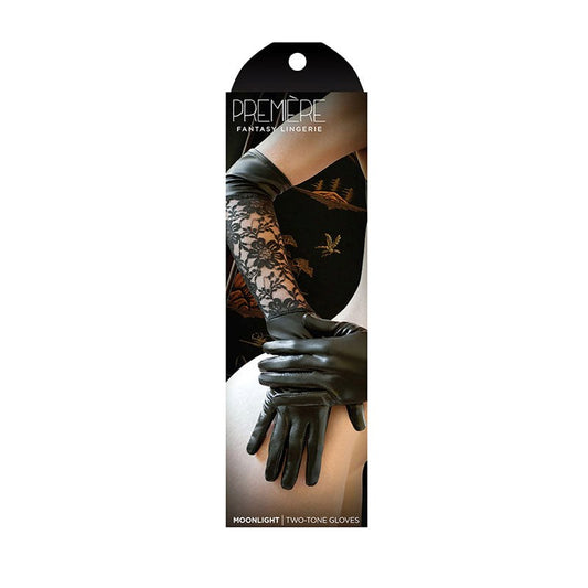 Fantasy Lingerie's Moonlight Lace-Trimmed Leatherette Gloves - Wigs and Gloves