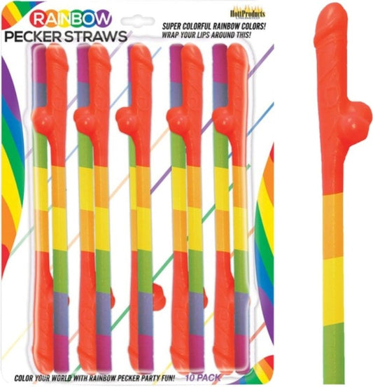 Rainbow Pecker Straws (10 Pack) - Bachelorette and Bucks