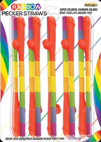Rainbow Pecker Straws (10 Pack) - Bachelorette and Bucks