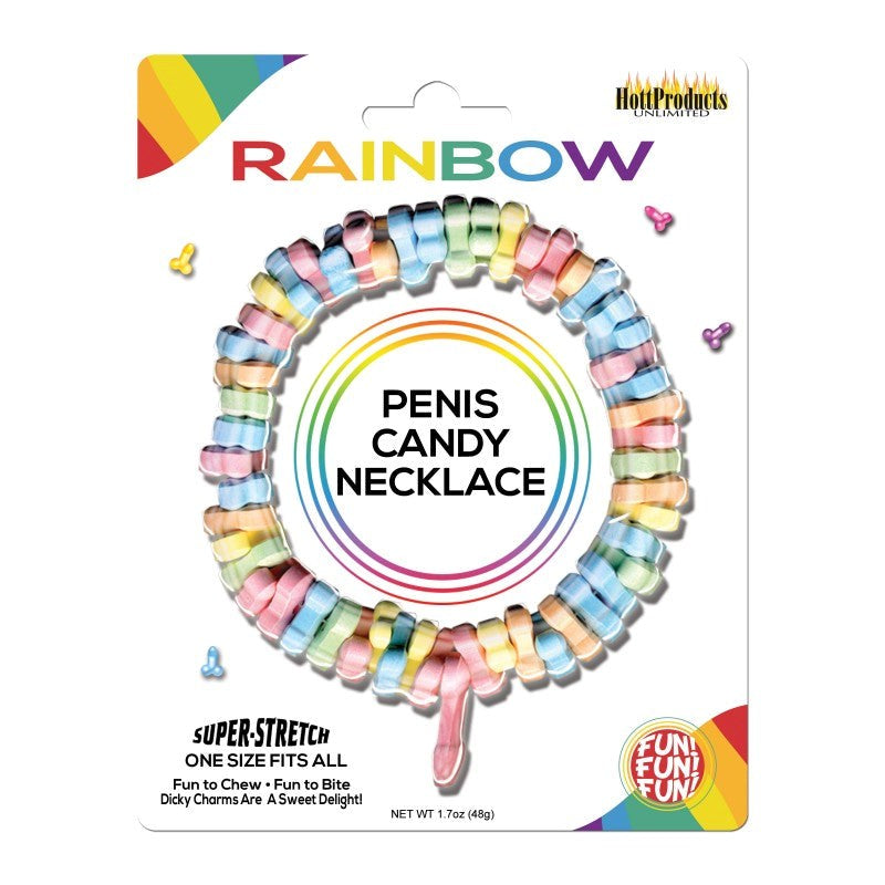 Rainbow Penis Candy Necklace - Bachelorette and Bucks