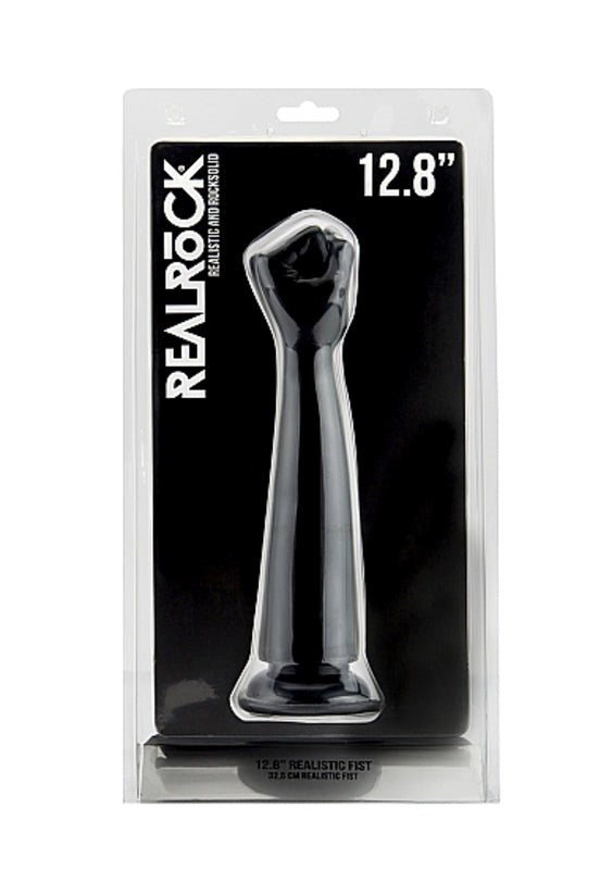 RealRock 12.8 inch Realistic Fist Black - - Realistic Dildos