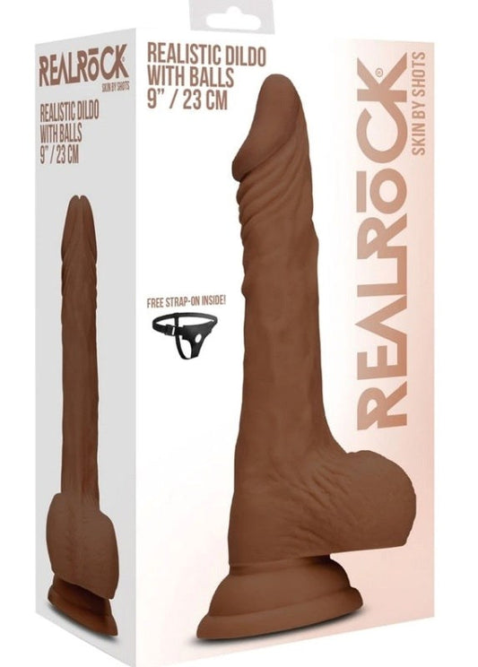 Realrock Skin Dildo with Balls Brown - Realistic Dildos