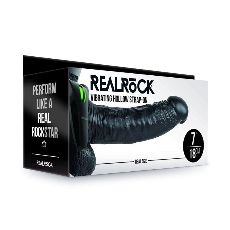 REALROCK Vibrating Hollow Strap-on + Balls - 18 cm - - Realistic Dildos