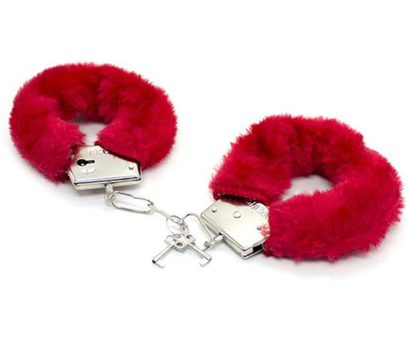 Red Lovers Metal Cuffs Restraint Kit 5 Piece - - Bondage Kits