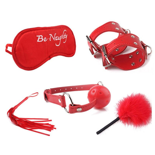 Red Lovers PVC Cuffs Restraint Kit 5 piece - Bondage Kits