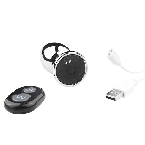Remote Vibrating Stainless Steel Butt Plug - Electro Sex