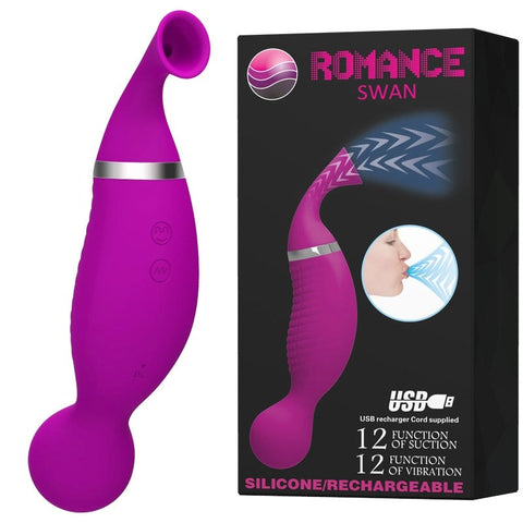 Romance Swan Dual Function Vibrator and Sucker - Clit Ticklers and Pulsators