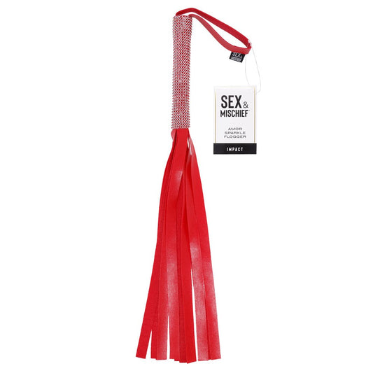 Dazzling Vegan Leather Amor Sparkle Flogger for Sensual BDSM Play - Whips And Crops