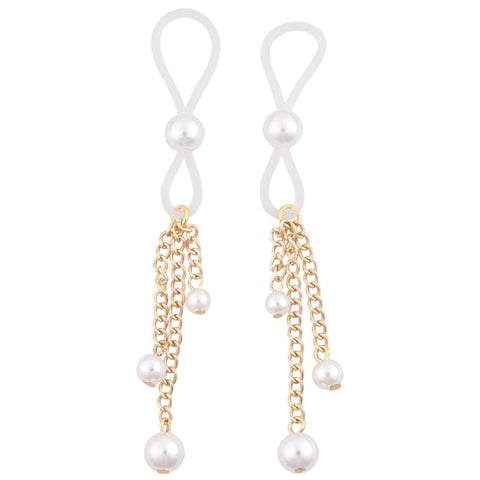S&M Pearl Nipple Ties - Adjustable, Alluring, and Adored - Nipple and Clit Clamps
