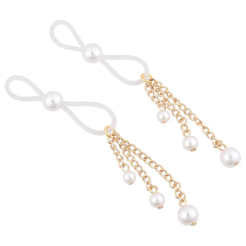 S&M Pearl Nipple Ties - Adjustable, Alluring, and Adored - Nipple and Clit Clamps