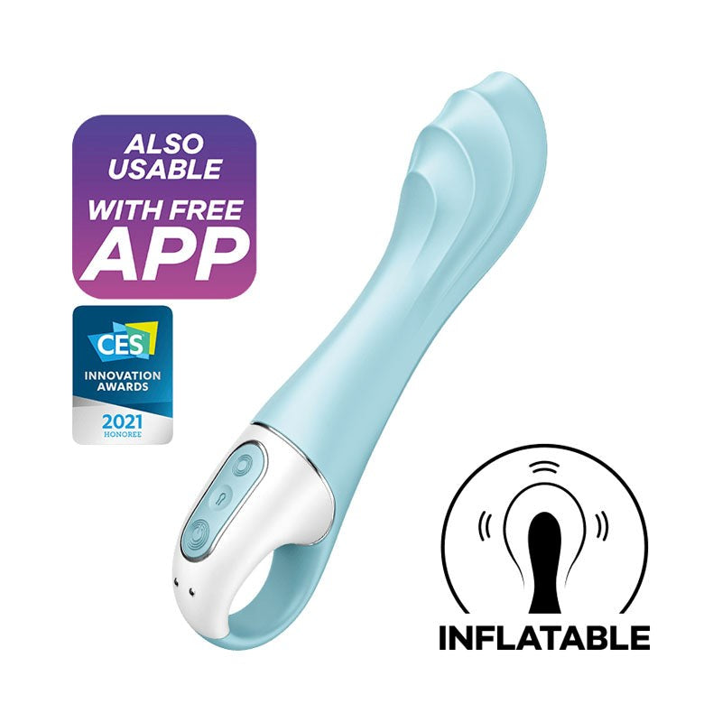 Satisfyer Air Pump Vibrator 5 App Controlled G Spot Vibrator Blue - - Remote Control Vibrators