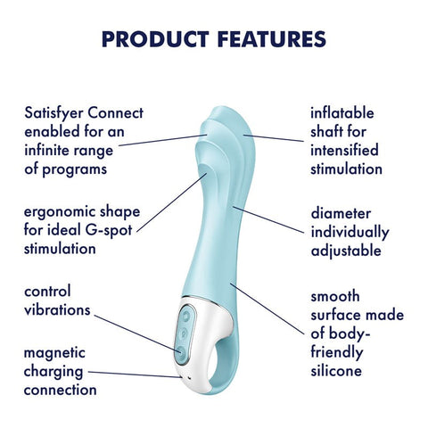 Satisfyer Air Pump Vibrator 5 App Controlled G Spot Vibrator Blue - Remote Control Vibrators