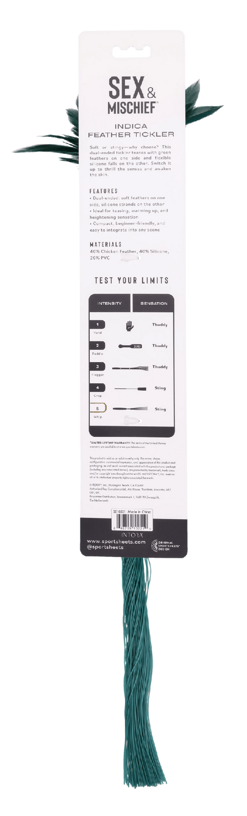 Sex & Mischief Indica Feather Tickler Whip Green - - Whips And Crops