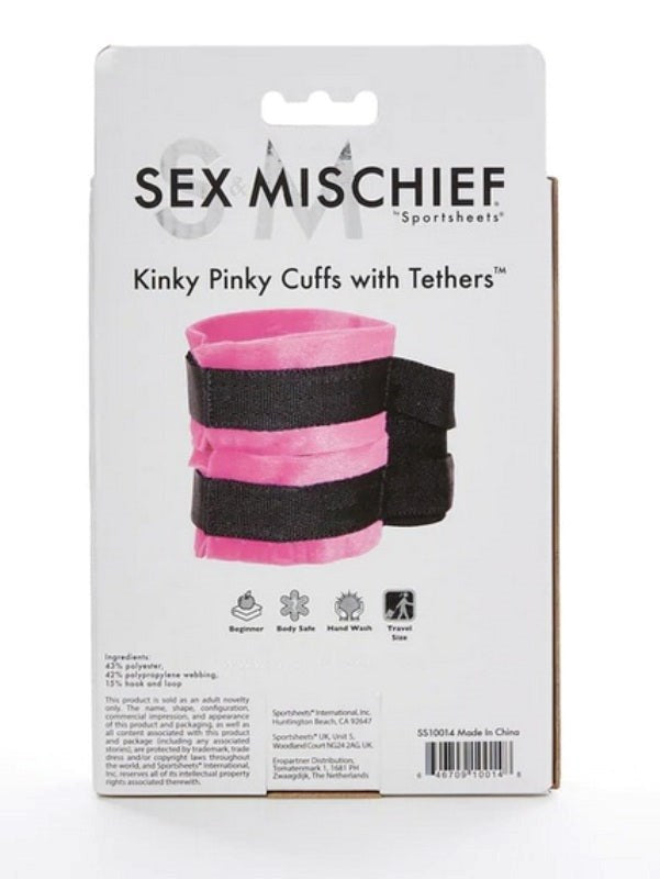 Sex and Mischief Kinky Pinky Cuffs with Tethers - - Cuffs And Restraints