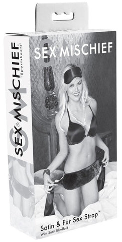 Sex and Mischief Satin and Fur Sex Strap - Cuffs and Restraints